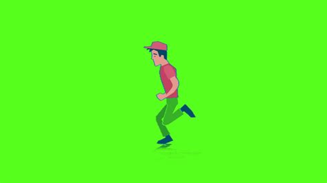 Cartoon Man Running Animated Uhd Green Screen Video For Youtubers