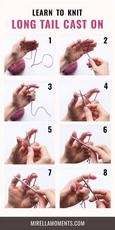 Long Tail Cast On Method Cast On Knitting Beginner Knitting Patterns Diy Knitting For Beginners