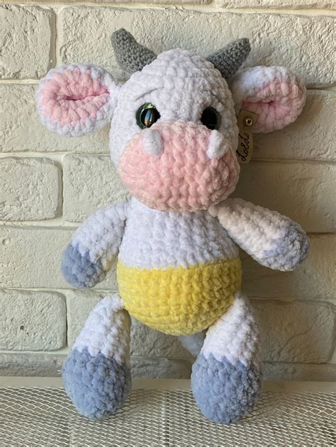 Crochet Cow Toy Baby Toy Baby Cow Toy Bull In Diaper Baby Etsy