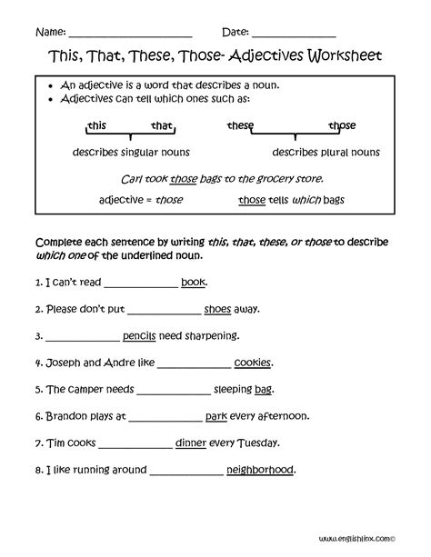 adjectives worksheet  grade   letter worksheets