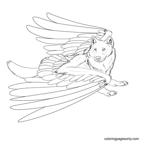 Wolf With Wings Coloring Pages For Kids