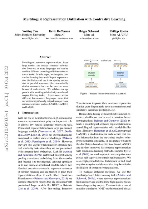 Multilingual Representation Distillation With Contrastive Learning Deepai