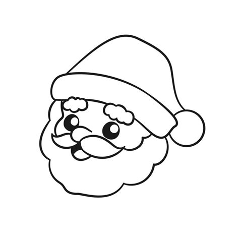 Happy Santa Claus Head Cartoon Illustration Line Art Coloring Book