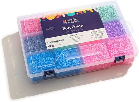 Fun Foam Modeling Play Foam Beads Play Kit 10 Blocks Reusable Container