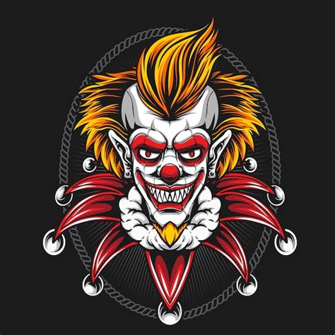 Premium Vector Creepy Clown Head Vector Illustration