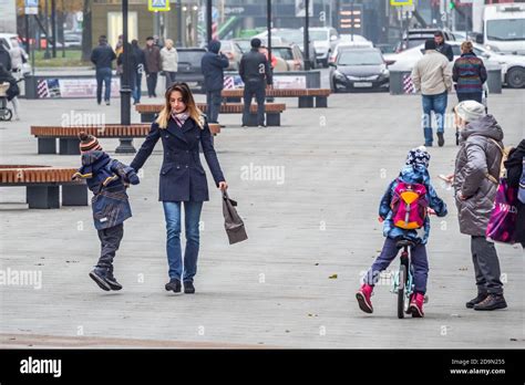 Russia Moscow People Walk In A Street Stock Photo Alamy