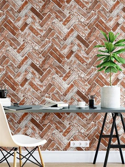 Muriva Herringbone Brick Wallpaper Uk