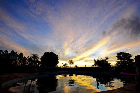 Sunset Pool Stock Image Image Of Idyllic Landscape 12514857