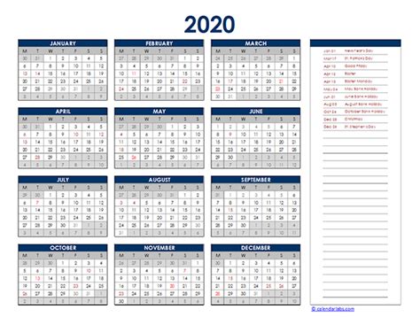 ireland yearly excel calendar  printable templates