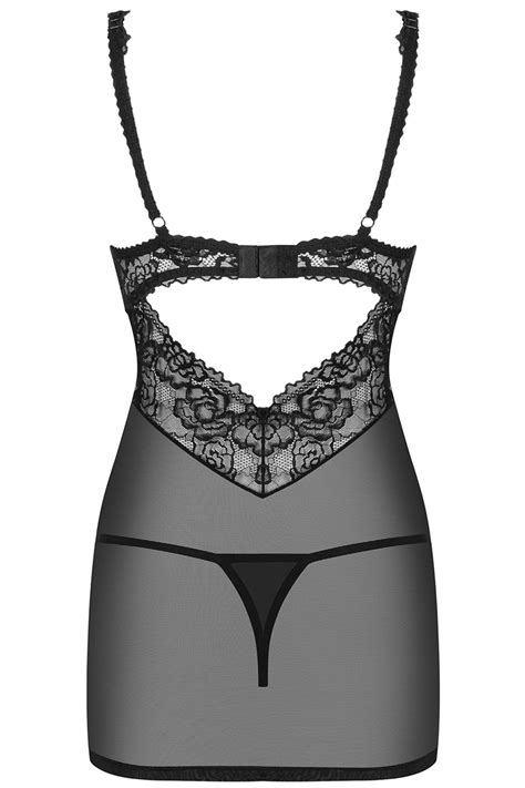 Obsessive Lace Sexy Nightdress And Thong 867 Che 1 Black
