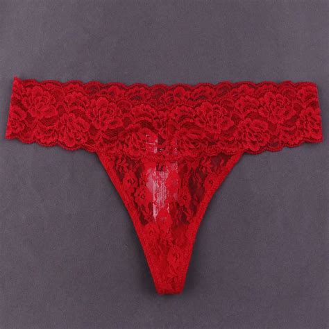 Fashion Sexy Women Red Cozy Lace Thongs Briefs Short G Thongs Hollow