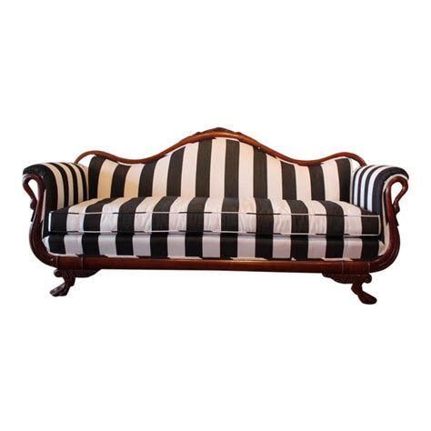 Early 20th Century Victorian Black And White Striped Sofa Chairish