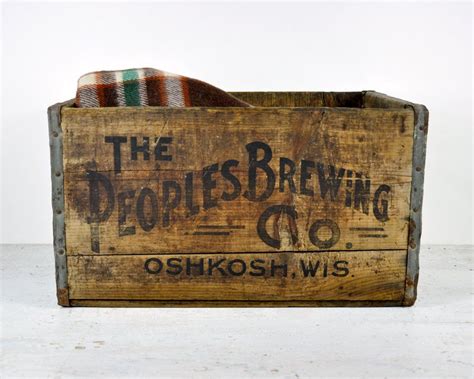 Vintage The Peoples Brewing Co Wooden Shipping Crate Wooden Shipping