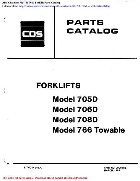 Allis Chalmers 705 706 708d Forklift Parts Catalog By Levigorsuchp Issuu