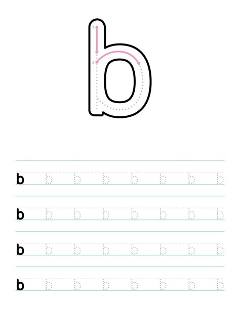 Trazar La Hoja De Trabajo De La Letra Minúscula B Para Preescolar