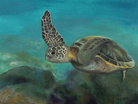 Hawaiian Sea Turtle Painting By Beth Wolfe
