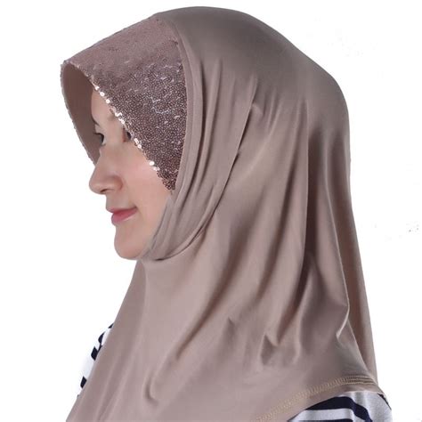 hawei home arabic muslim keffiyeh scarf wrap paillette ornament turban flesh color flesh color