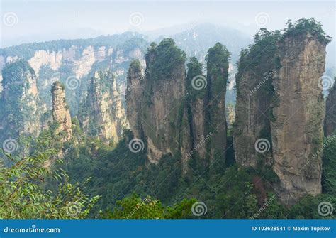 Sunrise At Zhangjiajie National Park China Stock Image Image Of