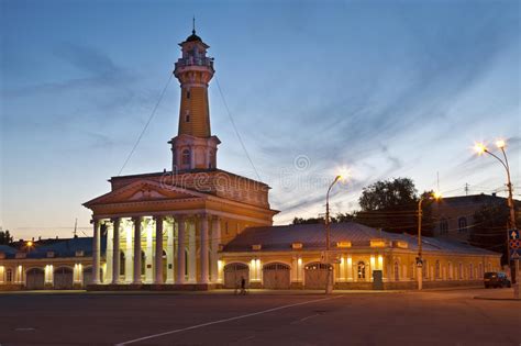The Susanin Square And The Fire Tower At Night Kostroma Editorial