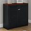Small Storage Cabinet With Doors In Antique Black And Hansen Cherry