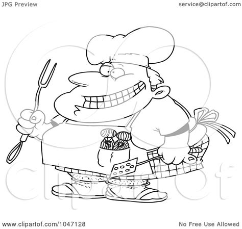 Vector cooks, cooks uniform, cooks chefs, chefs isolated, cook people. Royalty-Free (RF) Clip Art Illustration of a Cartoon Black And White Outline Design Of A Chubby ...