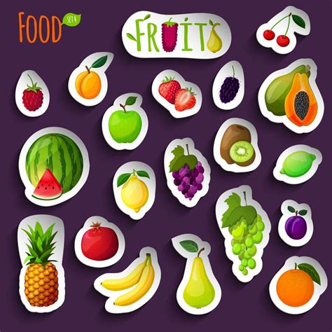 Fresh Fruits Stickers 459947 Vector Art At Vecteezy