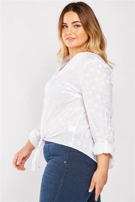 Embroidered Crinkle Cotton Blouse Just 7