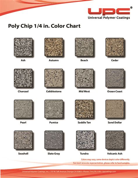 Poly Chip 14 In Color Chart Universal Polymer Coatings