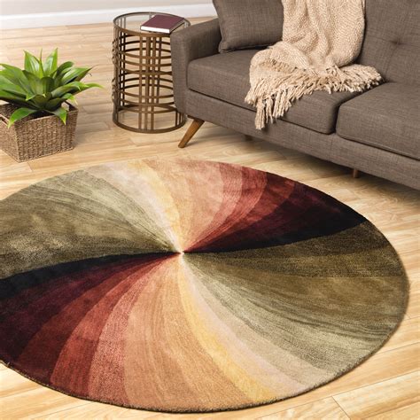 Hand Tufted Wool Contemporary Abstract Swirl Rug 6 Round