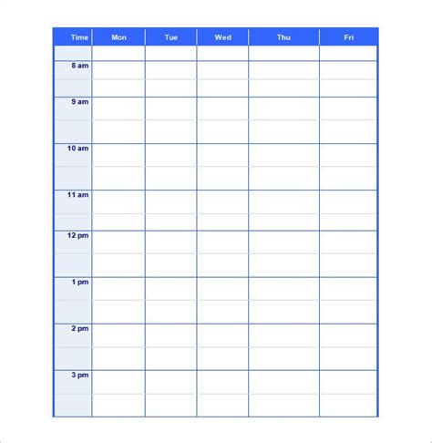 Blank Schedule Templates 11 Free Printable Word Excel And Pdf