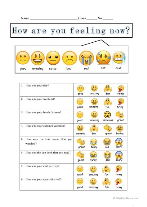 Identifying Your Feelings Worksheet