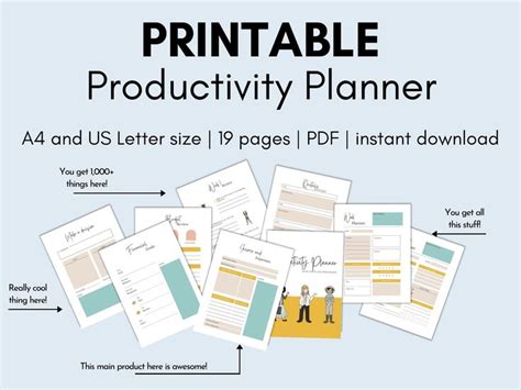 Productivity Planner Printable Etsy Productivity Planner Social
