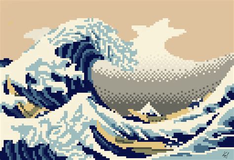 Oc Newbie Cc My Pixel Art Version Of The Great Wave Of Kanagawa