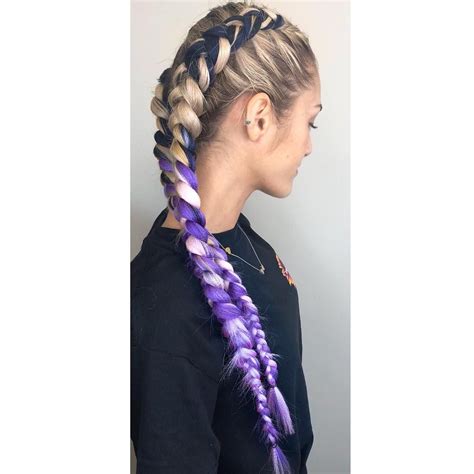 French Braid Synthetic Hair Extensions Purple French Braid Extensions
