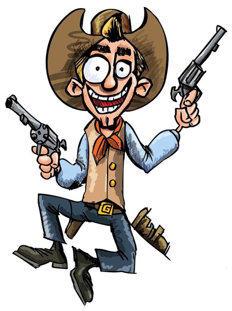 Cartoon Cowboy Shooting Guns