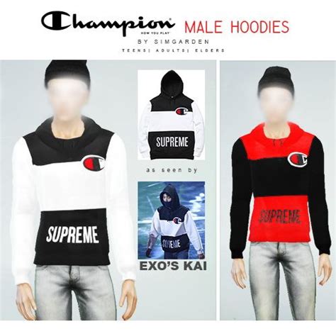 Supreme Hoodies At Simgarden Sims 4 Updates Sims 4 Male Clothes