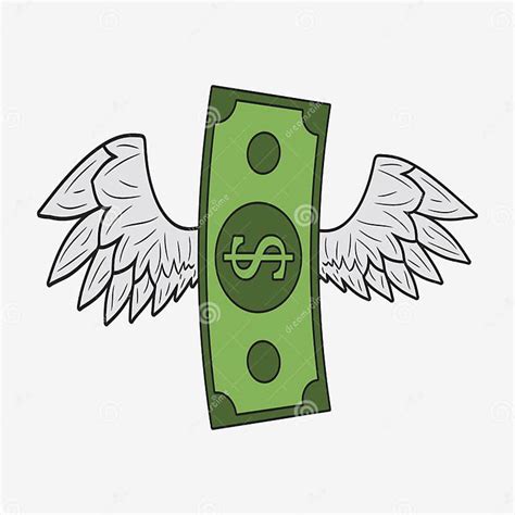 Dollar With Wings Flying Money Winged Banknote Vector Stock Vector