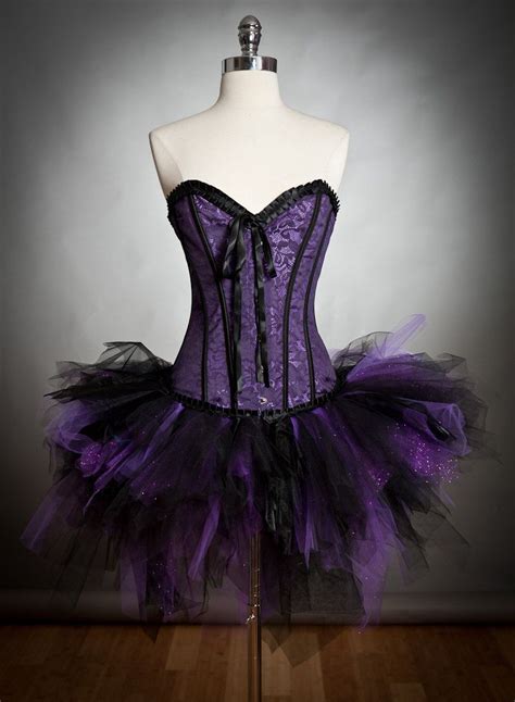 Size Medium Purple And Black Burlesque Vampire Corset Dress With