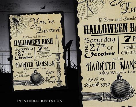 Halloween Party Invitation Adult Diy Halloween Invitations Printable Spooky Costume Party