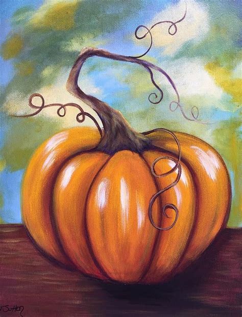 Pumpkin Painting Fall Pumpkin By Tricia Sutton Fall Canvas Painting