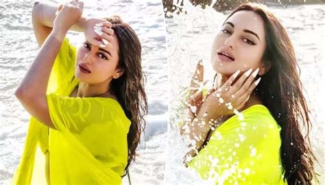 Sonakshi Sinha Flaunts Her Sun Kissed Body In A Bold Yellow Swimsuit See Hot Pics Sonakshi