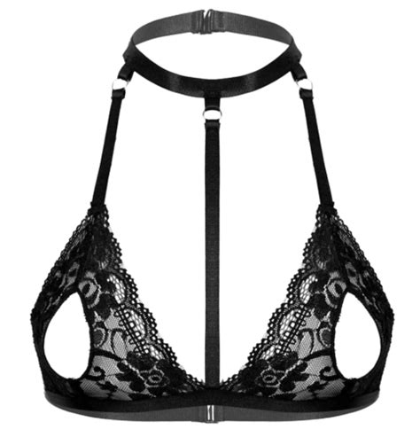 soutien gorge harnais noir ouvert trou sur les tétons coquin sexy original ebay