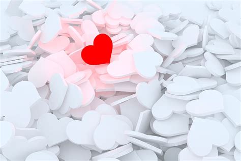 Hd Wallpaper Heart Shaped White And Red Illusration Love Feelings
