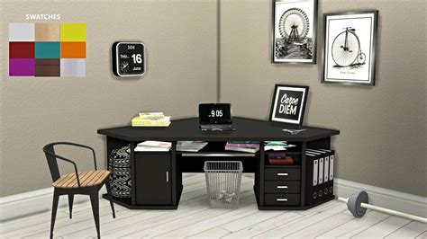 Cc For Sims 4 Corner Desk Sims 4 Pinterest In Sims 4 Large Dining Table