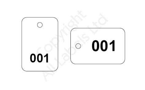 Numbered Plastic Tags 50mm X 75mm Sequential