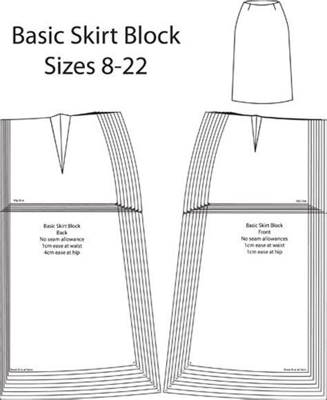 Basic Skirt Block Pattern Sizes 8 22 Download Pdf Etsy Uk