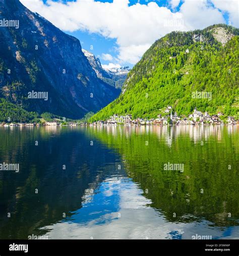 Hallstatt Town And Hallstatter See Lake In Upper Austria Hallstatt Is