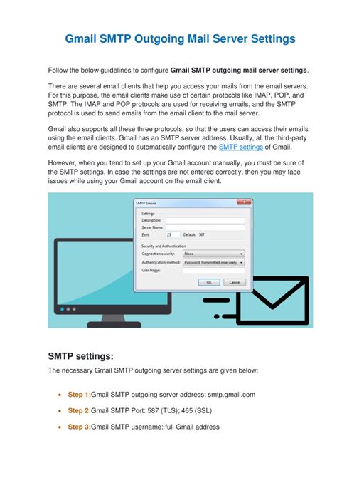 Ppt Configuration Of Gmail Smtp Outgoing Mail Server Settings