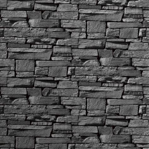 Grandeco Dax Dry Stone Wall Slate Brick Effect Vinyl Wallpaper Roll