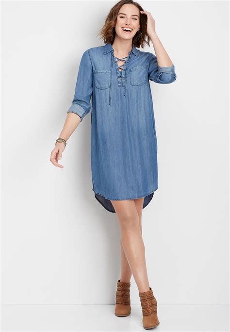 Maurices Womens Chambray Shirtdress Blue Size X Large In 2020